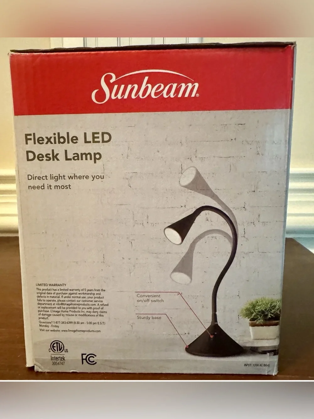 Sunbeam Black Flexible LED Desk Lamp - Flexible Silicone Neck - NIB